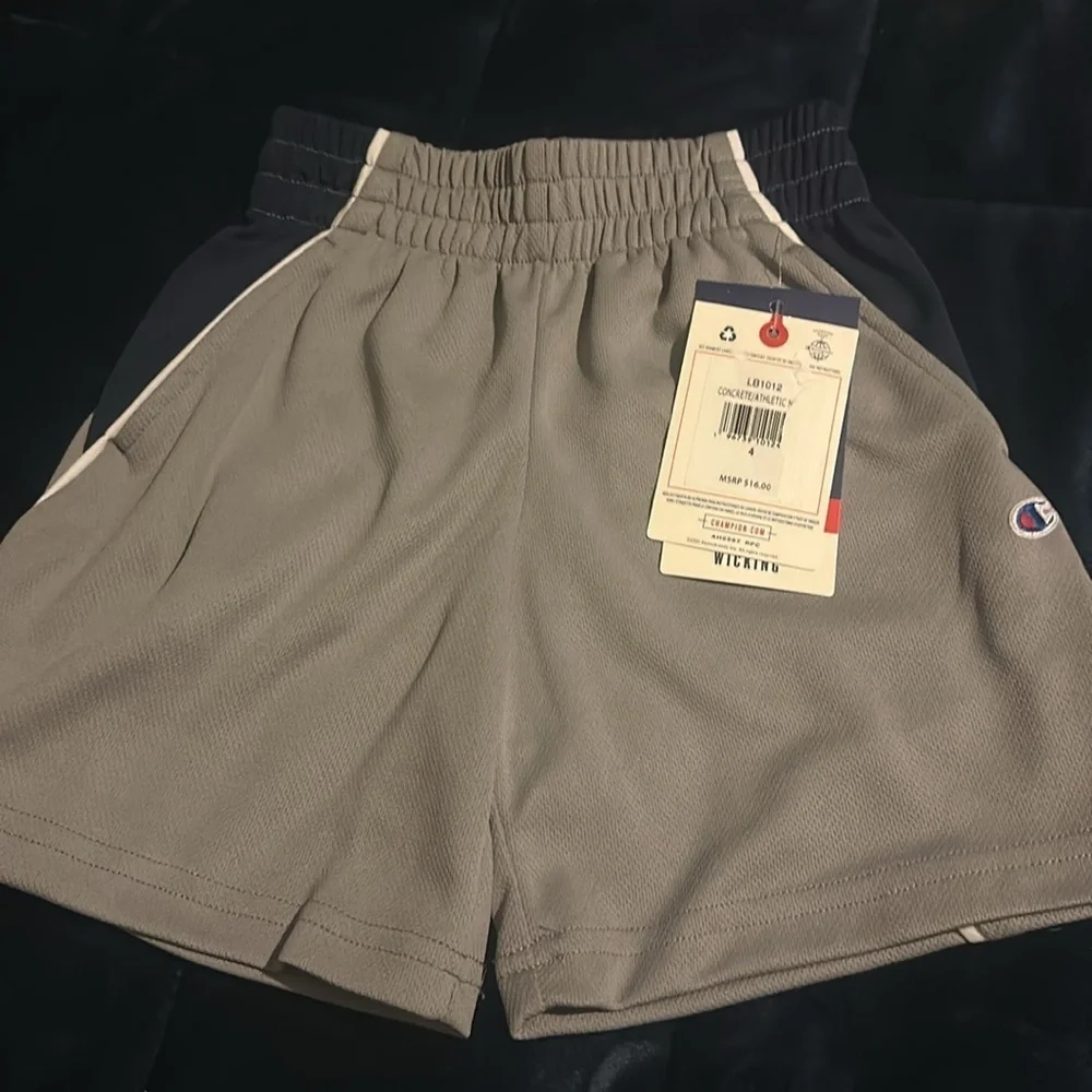 NWT  Champion Color Block Mesh Shorts Concrete/Black